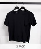 Asos Design 2 Pack Organic Blend Muscle Fit T-shirt With Crew Neck-black