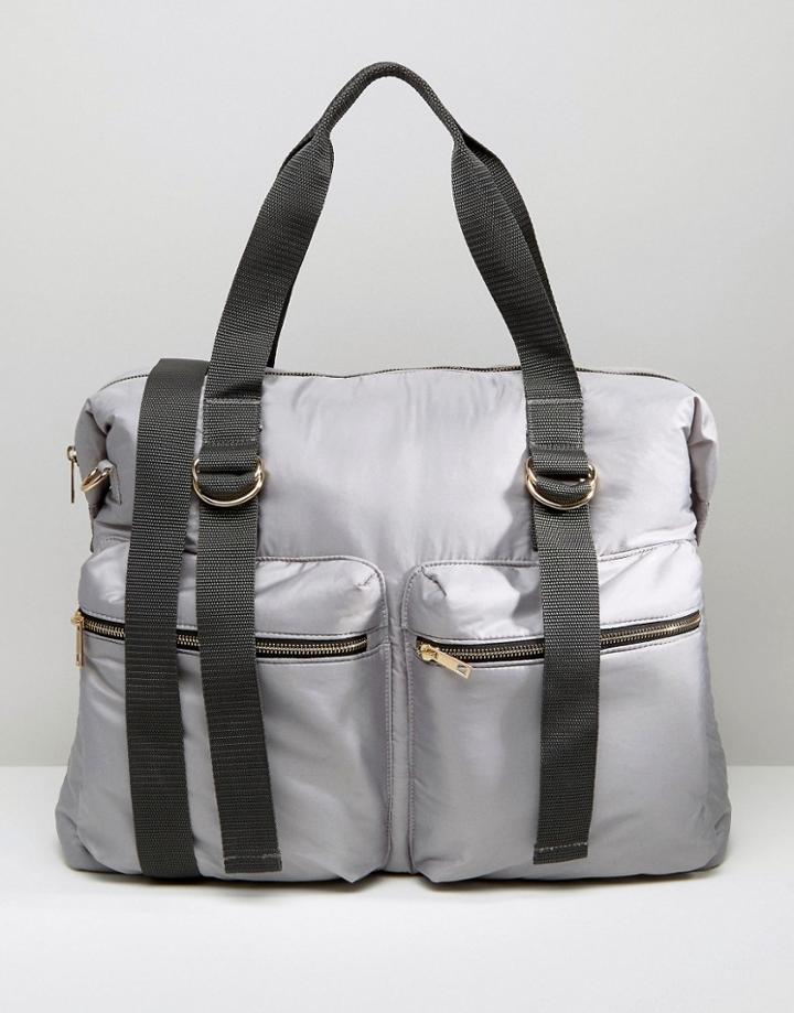 Asos Lifestyle Nylon Zip Pocket Carryall - Gray