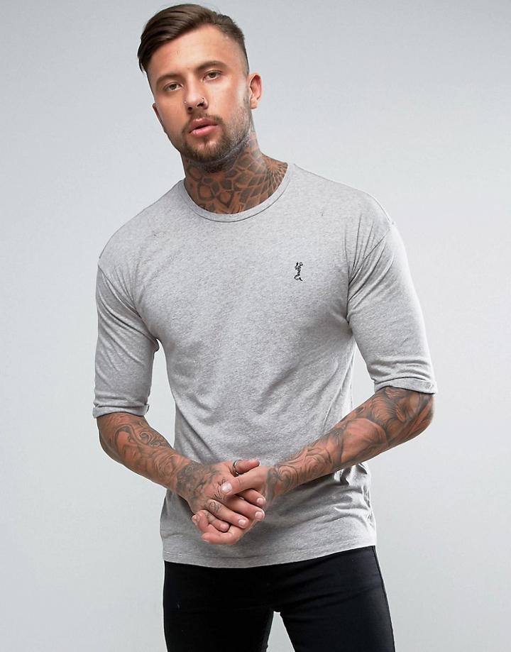 Religion 3/4 Sleeve Top With Roll Sleeve - Gray