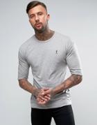 Religion 3/4 Sleeve Top With Roll Sleeve - Gray