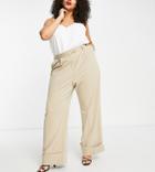Pretty Lavish Curve Tailored Wide Leg Pants In Beige - Part Of A Set-neutral