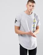 Criminal Damage Minions Long Line T-shirt - Gray