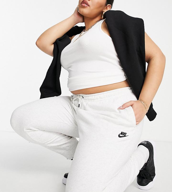 Nike Plus Essentials Cuffed Sweatpants In White Heather