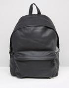 Eastpak Padded Pak'r Leather Backpack In Black - Black