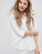 The English Factory Sheer Blouse With Contrast Collar - White
