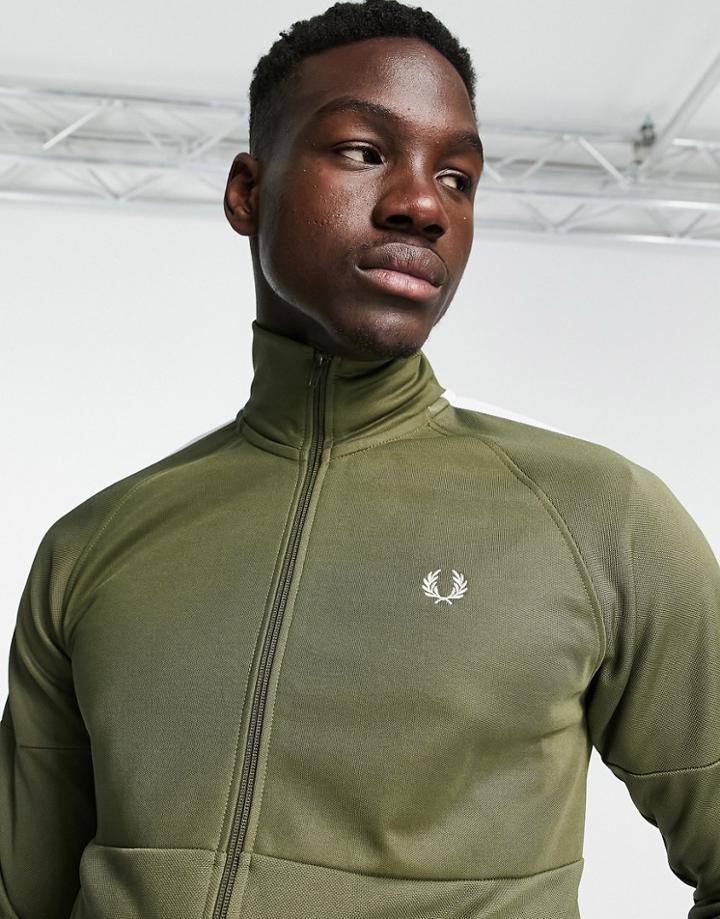 Fred Perry Paneled Track Jacket In Green