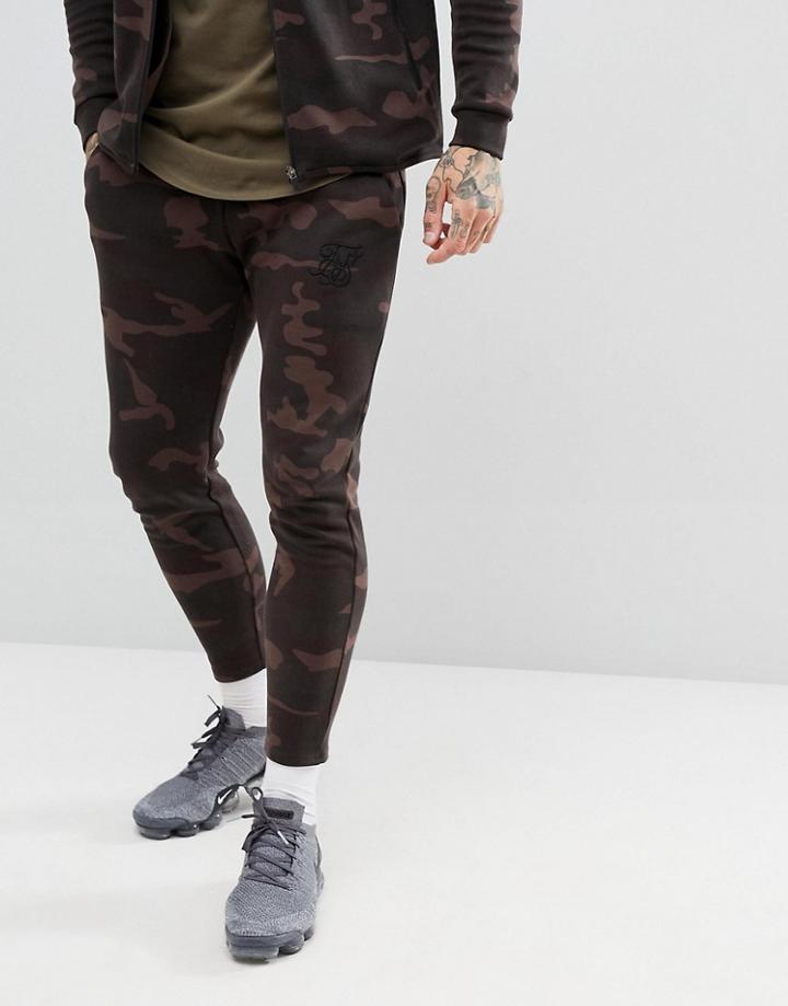 Siksilk Cropped Joggers In Camo - Green