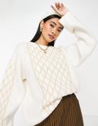 Topshop Knitted Diamond Sweater In Multi