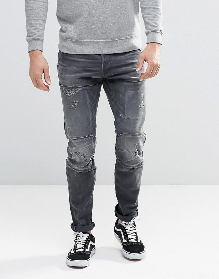 G-star 5620 3d Slim Jeans In Washed Gray - Gray