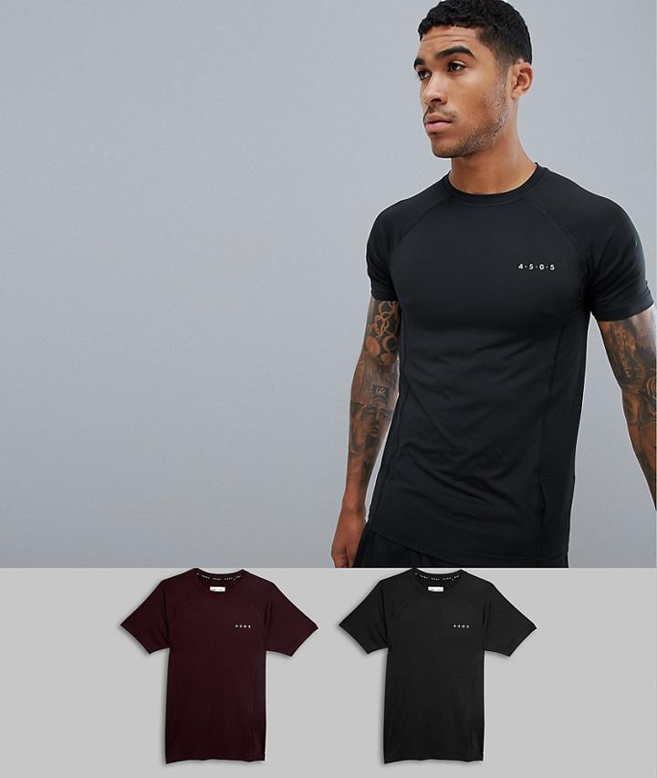 Asos 4505 Training Muscle T-shirt With Quick Dry 2 Pack Save - Black