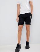 Gym King Logo Shorts In Black With Side Stripe Taping - Black