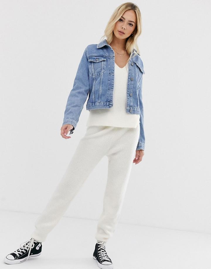 Asos Design Knitted Sweatpants In Recycled Blend - Cream