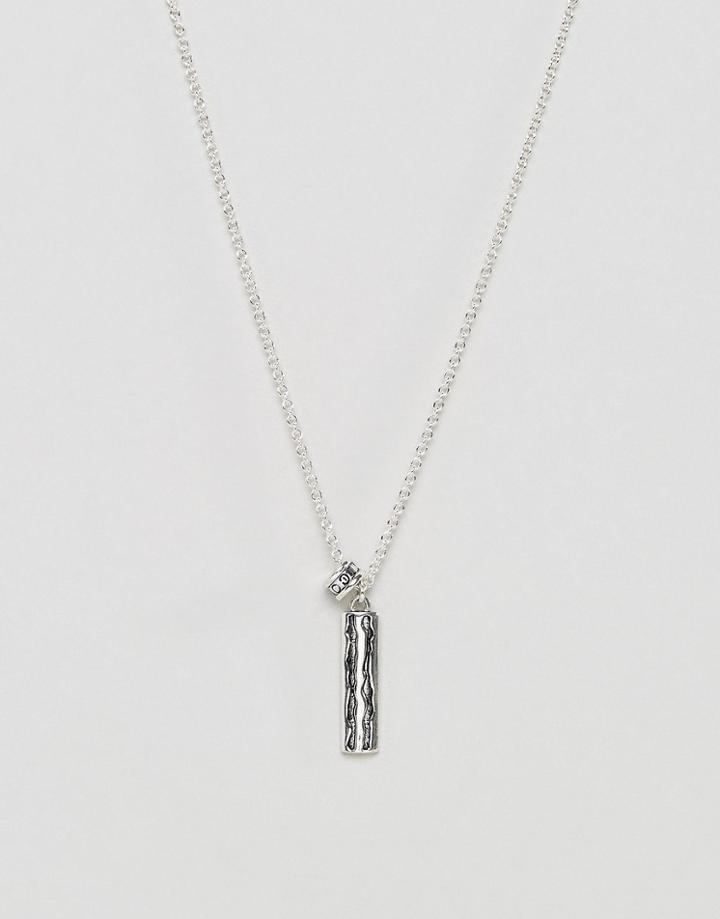 Icon Brand Premium Bar Pendant Necklace In Antique Silver - Silver