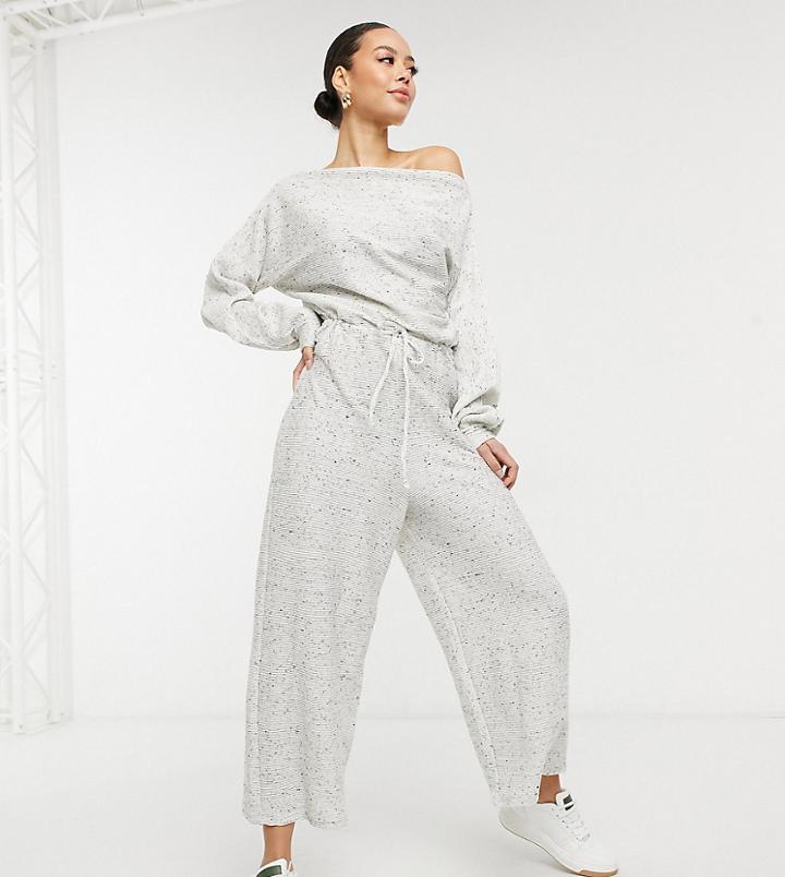 Asos Design Tall Jersey Slouchy Off Shoulder Jumpsuit In Gray Rib-grey