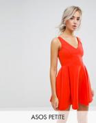 Asos Petite High Apex Seamed Scuba Mini Dress - Red