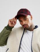 Asos Baseball Cap In Black And Red Check With Distressing - Black
