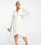 Ever New Curve Bridal Open Back High Low Maxi Dress With Heart Clasp In Ivory-white