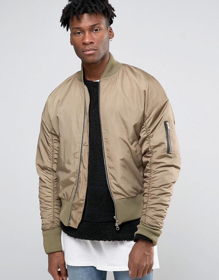 Other Uk Oversized Bomber Jacket - Stone