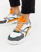 Asos Design Sneakers With Color Flashes And Chunky Sole - White