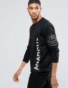 Religion Anarchy Sweat With Zip Detail - Black