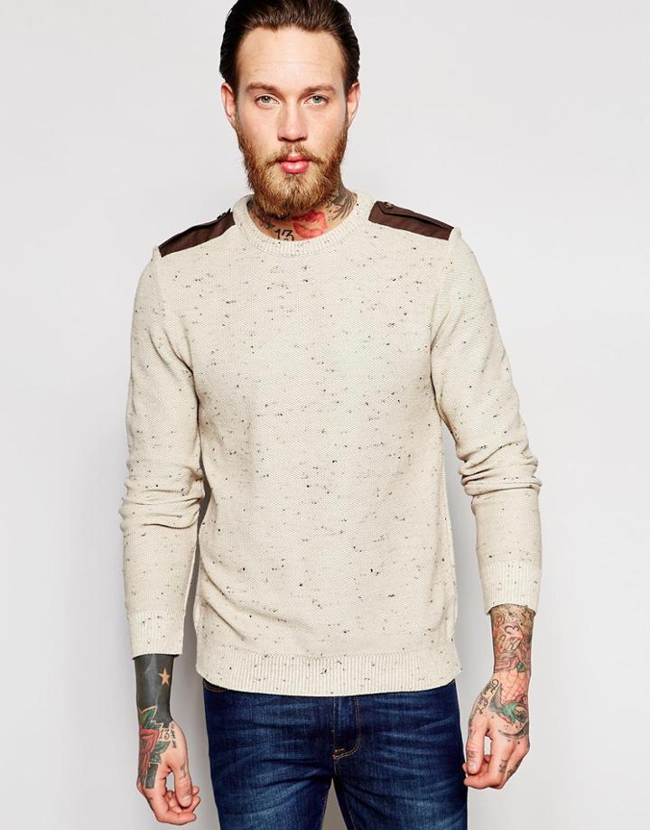 Asos Sweater With Epaulettes - Beige Nep