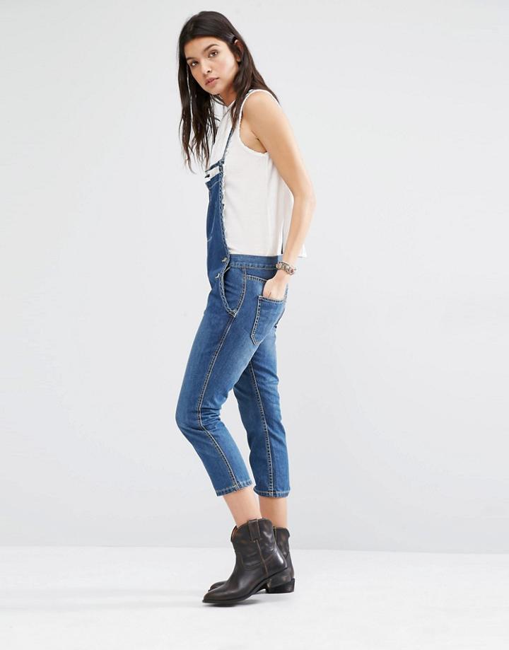 Mango Thin Strap Overall - Blue Wash