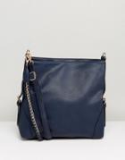New Look Chain Strap Slouch Bag - Navy