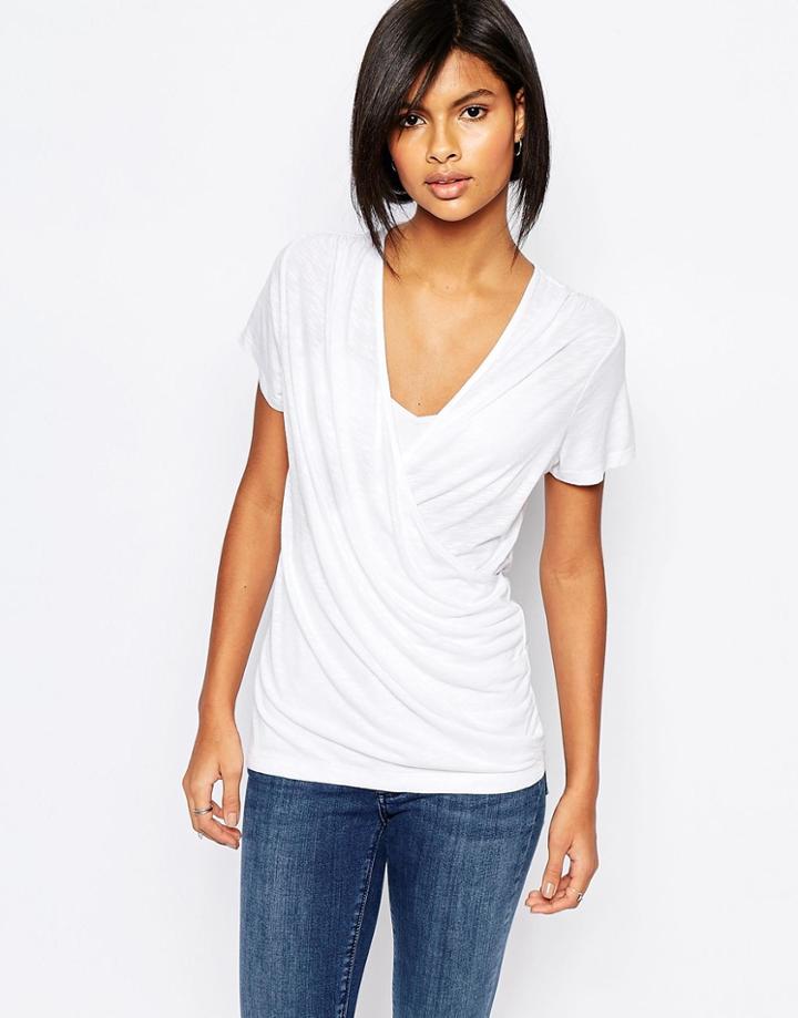 Vila Wrap Front T-shirt - White