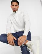Threadbare Soft Touch 1/4 Zip Sweater In White