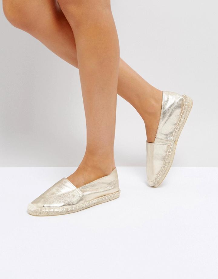 Pieces Gold Glitter Espadrilles - Gold