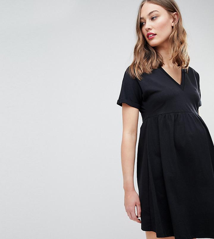 Asos Design Maternity Ultimate Cotton Smock Dress - Black