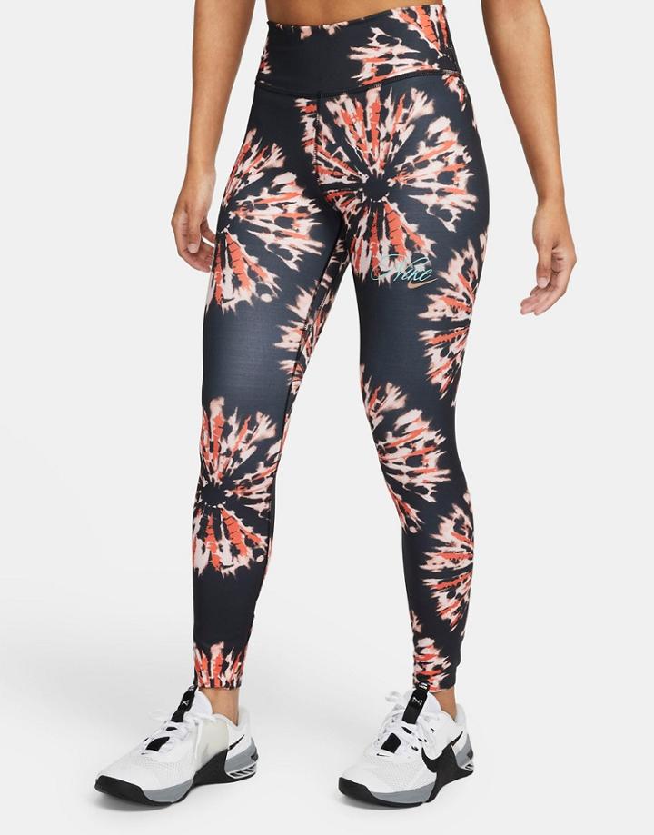 Nike Resortwear Pack Tie-dye Effect 7/8 Leggings In Black