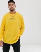 Asos Design Organic Cotton Oversized Long Sleeve T-shirt With Chest Print-yellow