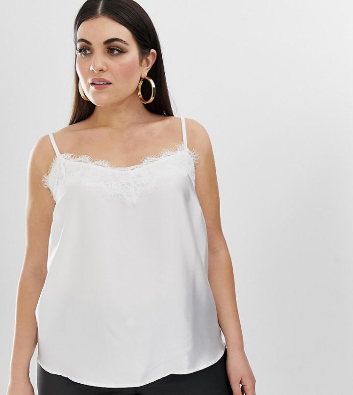 Outrageous Fortune Plus Lace Trim Cami In White - White
