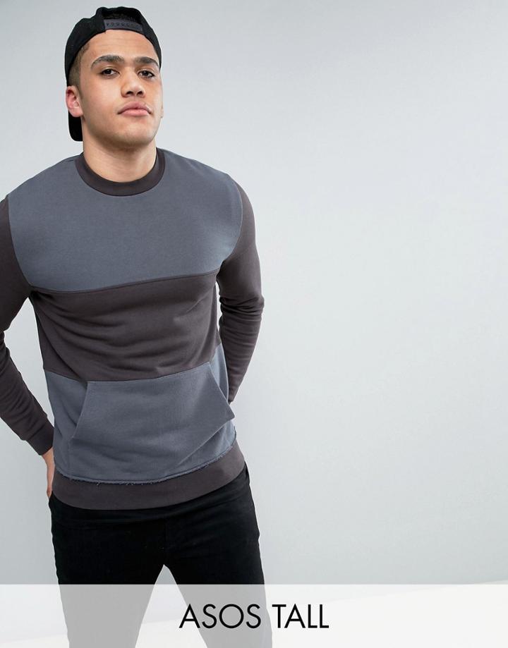 Asos Tall Sweatshirt With Cut & Sew - Black