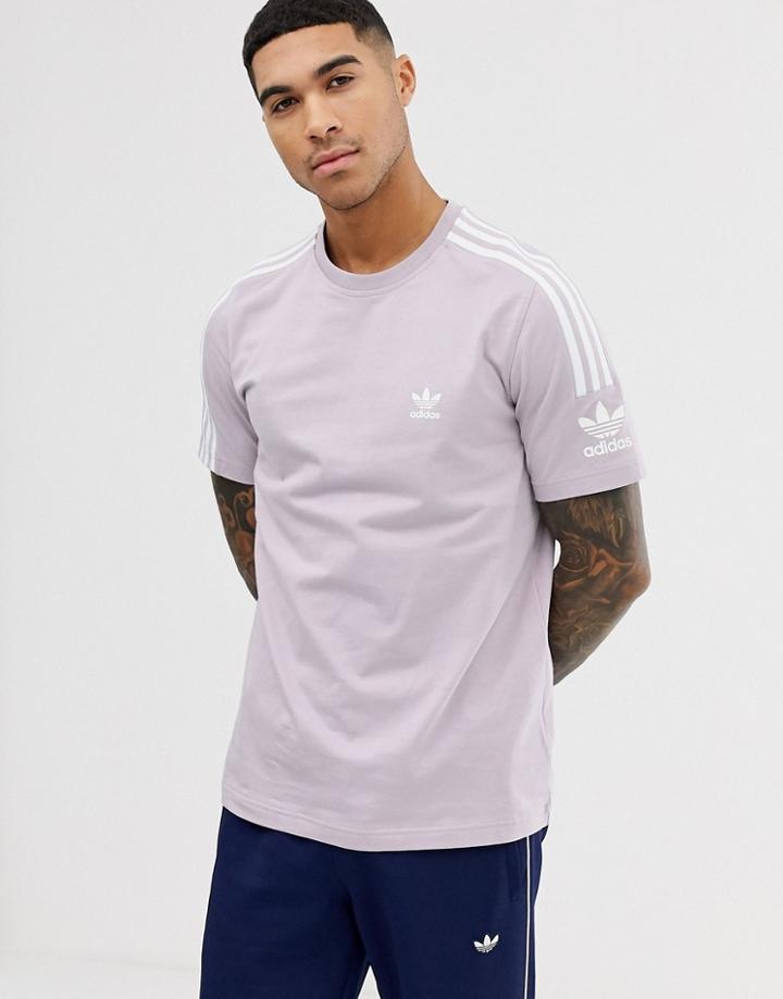 Adidas Originals T-shirt With Lock Up Logo In Lilac