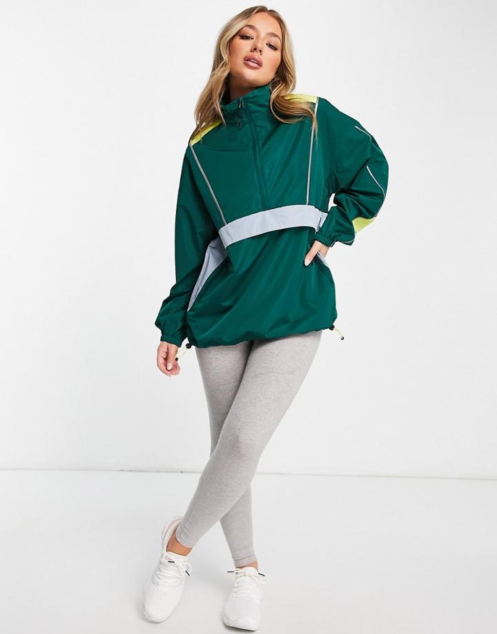 Asos 4505 Water Resistant Run Jacket With Color Block Detail-green
