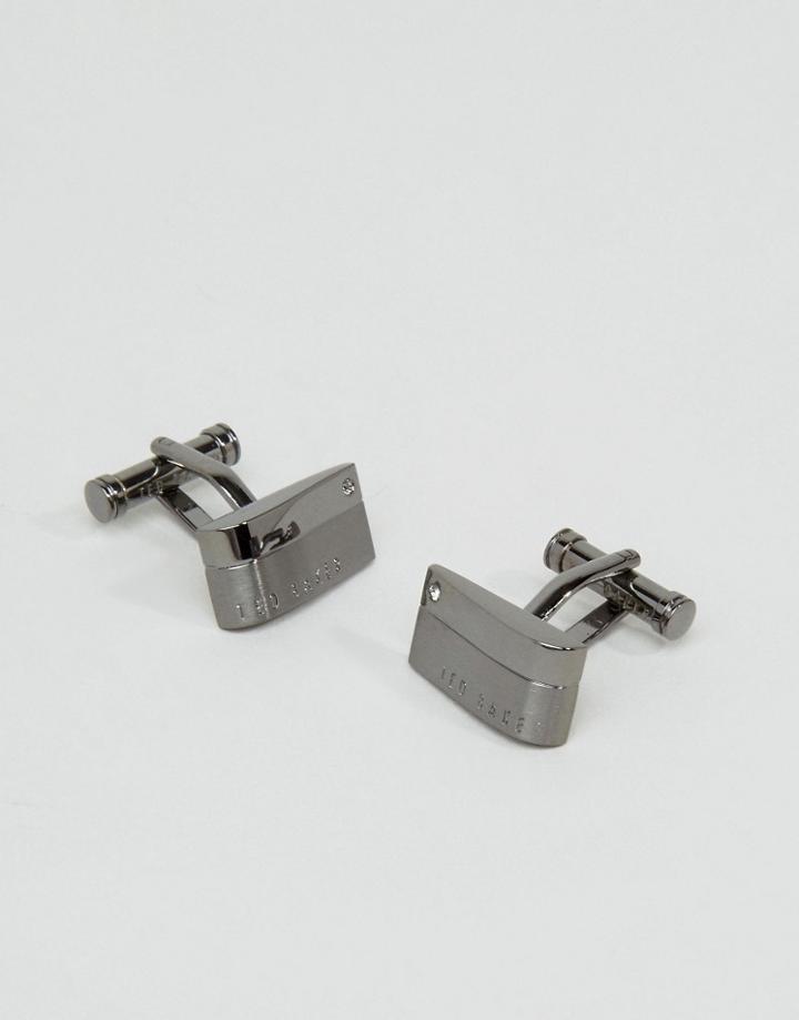 Ted Baker Corner Stone Cufflinks In Gunmetal - Gray