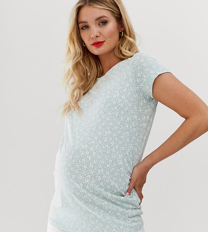 New Look Maternity Floral Tee In Green Pattern