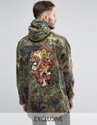 Reclaimed Vintage Military Parka Jacket With Tiger Back Patch - Green