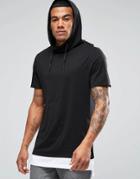 Asos Loungewear Skater T-shirt With Hood & Mock Hem - Black