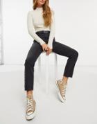 Stradivarius High Waist Straight Leg Jeans In Black