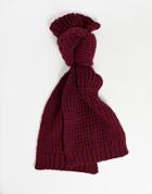 Asos Design Knitted Scarf In Burgundy-red