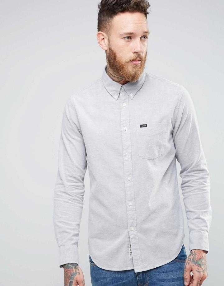 Lee Buttondown Brushed Oxford Shirt Ecru Melange - Gray