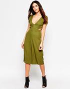 Daisy Street Wide Leg Jumpsuit With Cut Outs - Green