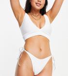 Public Desire Mix And Match High Leg Ribbed Double Tie Side Bikini Bottom In White