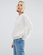 Asos Sweater With Mesh Overlay - Cream
