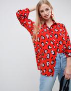Asos Design Leopard Print Oversized Shirt - Multi