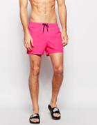 Asos Short Length Swim Shorts In Neon Pink - Neon Pink