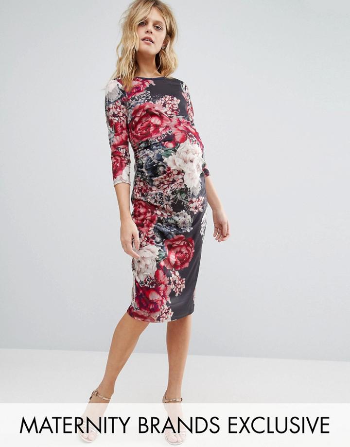 Bluebelle Maternity Floral Print Bodycon Dress - Multi